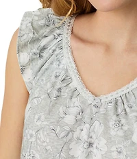 Carole Hochman Floral Print Sleeveless V-Neck Jersey Knit Bermuda Pajama Set