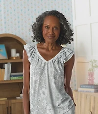 Carole Hochman Floral Print Sleeveless V-Neck Jersey Knit Bermuda Pajama Set
