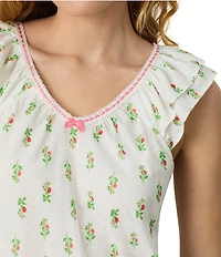 Carole Hochman Floral Print Sleeveless V-Neck Jersey Knit Cottom Bermuda Pajama Set