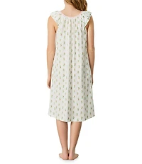 Carole Hochman Floral Print Sleeveless V Neck Jersey Knit Cotton Midi Nightgown