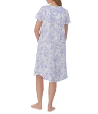 Carole Hochman Floral Short Sleeve Square Neck Cotton Waltz Nightgown