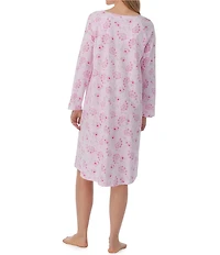 Carole Hochman Long Sleeve Scoop Neck Cotton Jersey Paisley Nightgown