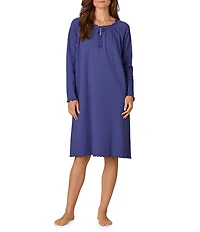Carole Hochman Long Sleeve Scoop Neck Pointelle Knit Nightgown
