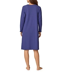 Carole Hochman Long Sleeve Scoop Neck Pointelle Knit Nightgown