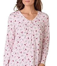 Carole Hochman Long Sleeve Sweetheart Neck Cotton Jersey Knit Cardinal Nightgown