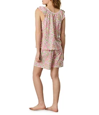 Carole Hochman Multi Floral Print Sleeveless V-Neck Jersey Knit Bermuda Pajama Set
