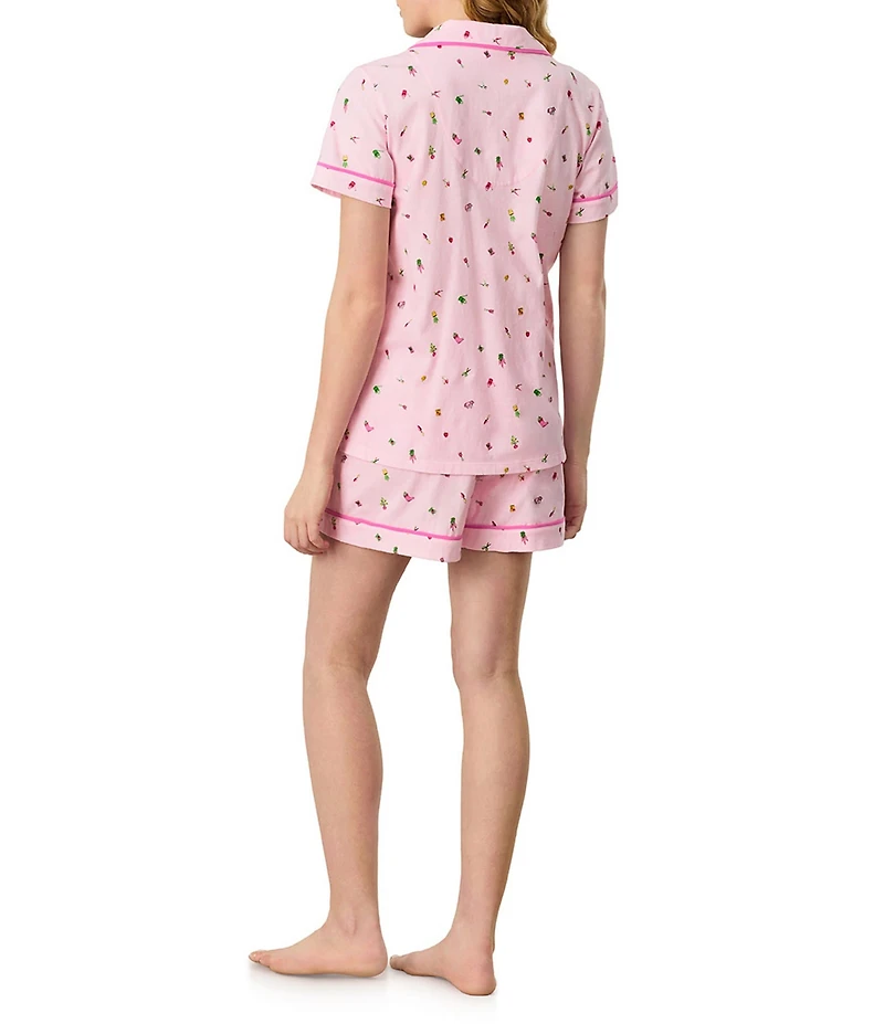 Carole Hochman Parfait Print Short Sleeve Notch Collar Jersey Knit Shorty Pajama Set