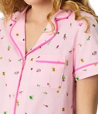 Carole Hochman Parfait Print Short Sleeve Notch Collar Jersey Knit Shorty Pajama Set