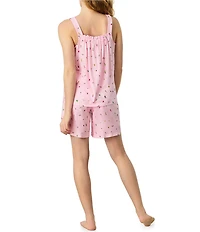 Carole Hochman Pink Parfait Print Sleeveless Round Neck Cotton Bermuda Pajama Set