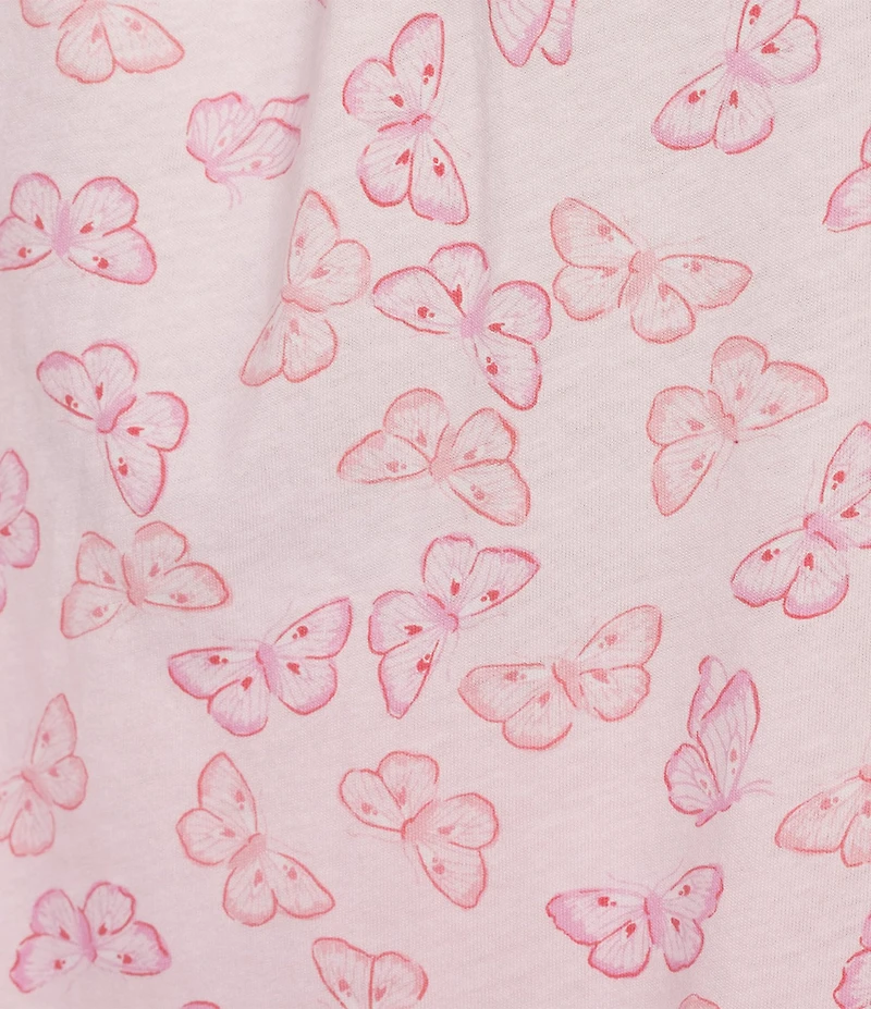Carole Hochman Plus Size Butterfly Print Short Sleeve V-Neck Jersey Knit Cotton Capri Pajama Set