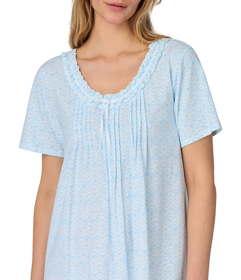 Carole Hochman Printed Short Sleeve Round Neck Jersey Knit Cotton Short Nightgown