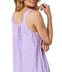 Carole Hochman Printed Sleeveless Scoop Neck Jersey Knit Short Nightgown