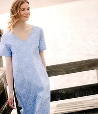 Carole Hochman Short Sleeve V-Neck Jersey Knit Floral Print Nightgown