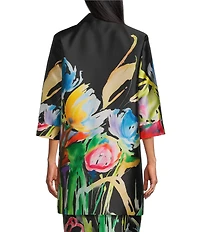 Caroline Rose Brilliant Bouquet Print Mikado Long Statement Jacket