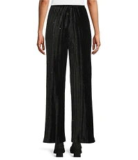 Caroline Rose Coordinating Sparkle Stretch Velvet Elastic Waist Straight Leg Pants