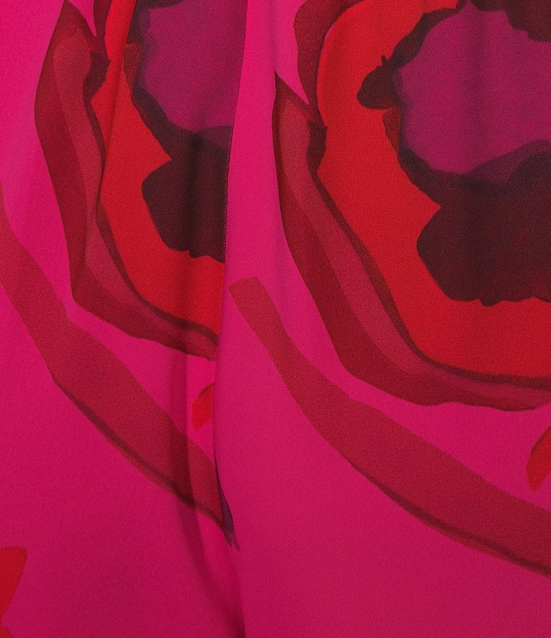 Caroline Rose Copa Abstract Floral Print Matte Crepe Pull-On Wide-Leg Pants