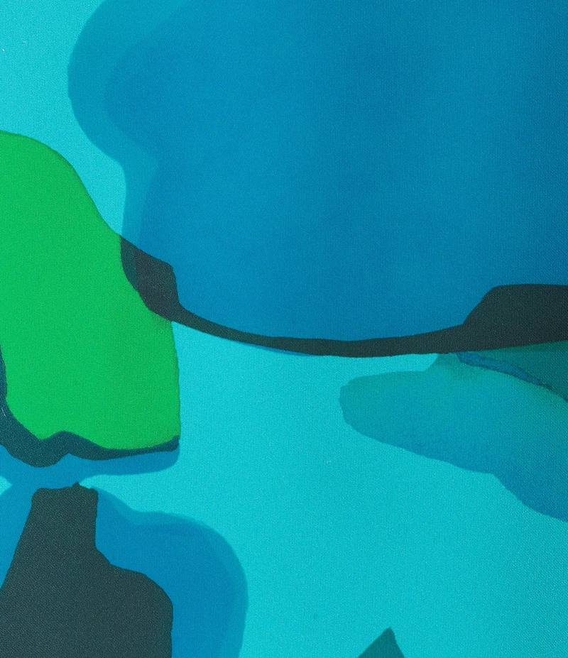 Caroline Rose Copa Abstract Floral Print Matte Crepe Scoop Neck 3/4 Tulip Petal Sleeve Tunic