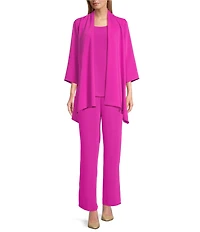 Caroline Rose Matte Crepe Scoop Neck Sleeveless Tank Top