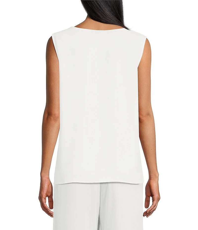 Caroline Rose Matte Crepe Scoop Neck Sleeveless Tank Top