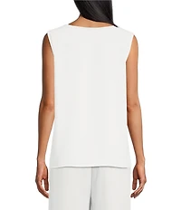 Caroline Rose Matte Crepe Scoop Neck Sleeveless Tank Top