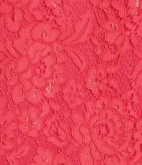 Caroline Rose Floral Pattern Stretch Lace Scoop Neck Flutter Elbow Sleeve Dress