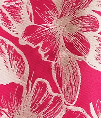 Caroline Rose Gianna Satin Jacquard Magnolia Floral Monotone Print Scoop Neck Cuffed 3/4 Sleeve A-Line Dress