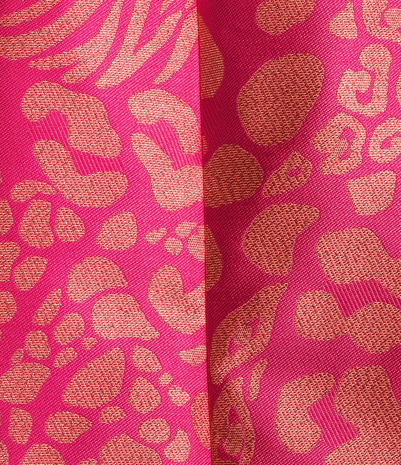 Caroline Rose Glam Getaway Metallic Jacquard Animal Print Scoop Neck Sleeveless Coordinating Sheath Dress