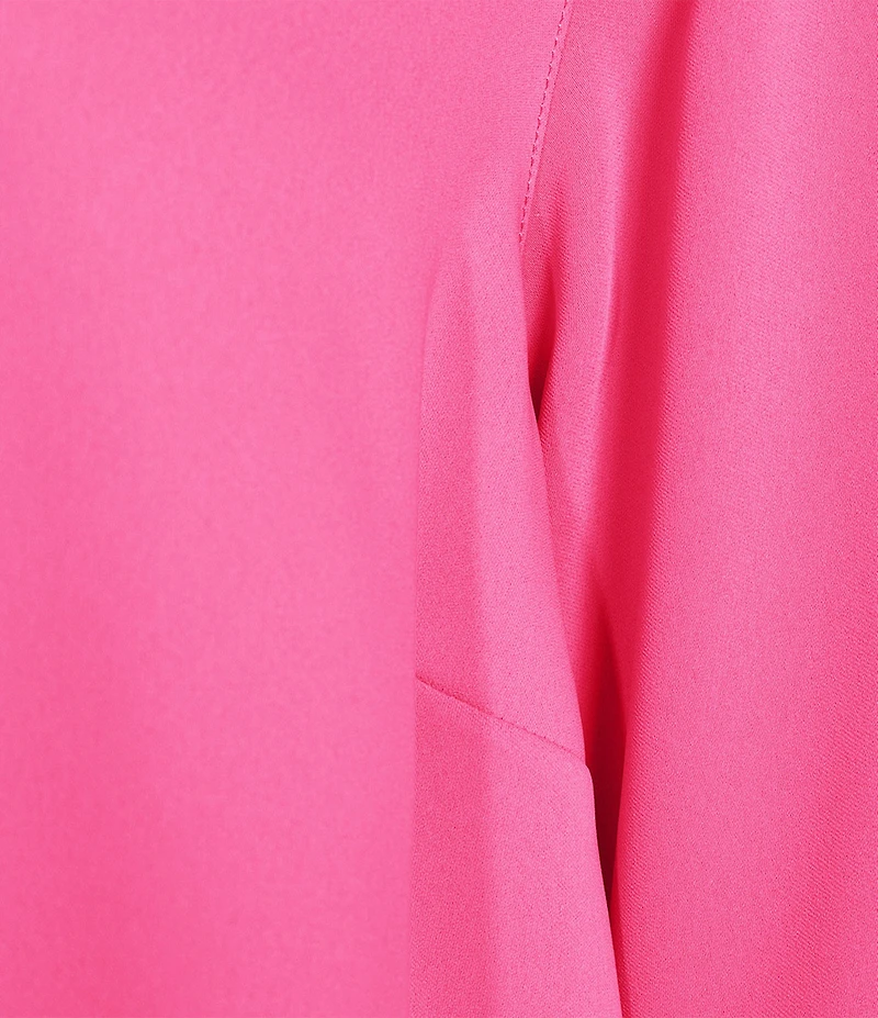 Caroline Rose Julia Matte Crepe 3/4 Ruffle Sleeve Shift Round Neck Shift Dress
