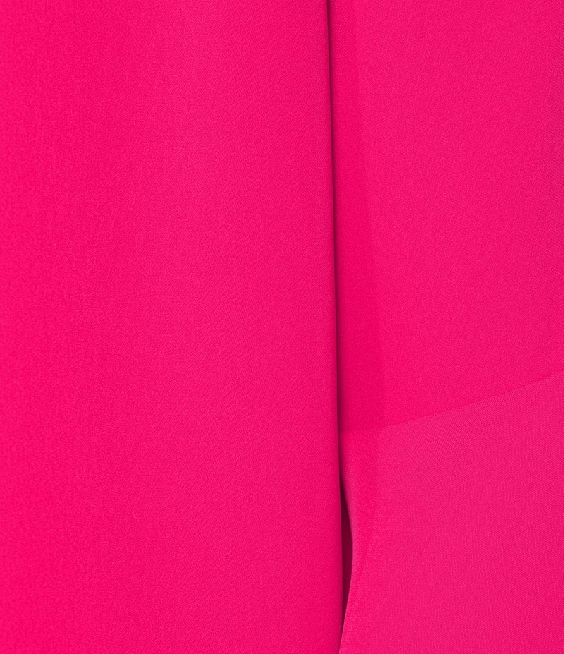 Caroline Rose Julia Matte Crepe Crew Neck 3/4 Ruffled Sleeve High-Low Hem Top