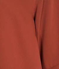 Caroline Rose Julia Matte Crepe Crew Neck 3/4 Ruffled Sleeve High-Low Hem Top