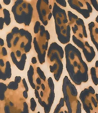 Caroline Rose Leopard Print Matte Crepe Round Neck 3/4 Sleeve Party Top