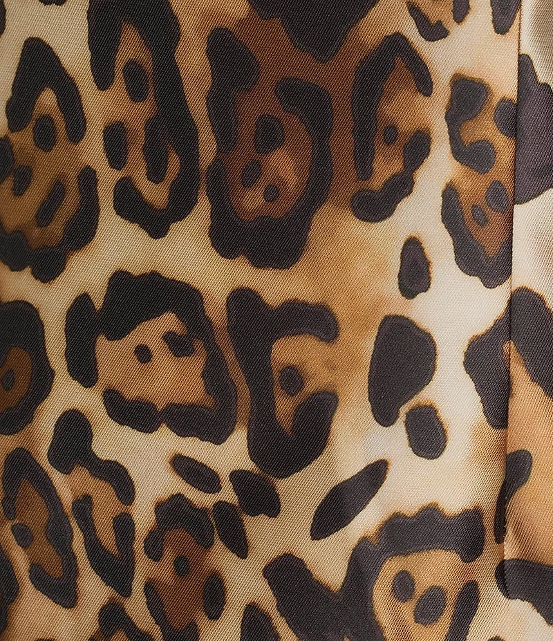 Caroline Rose Leopard Print Mikado Round Neck Sleeveless Sheath Dress