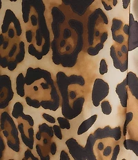 Caroline Rose Leopard Print Mikado Round Neck Sleeveless Sheath Dress