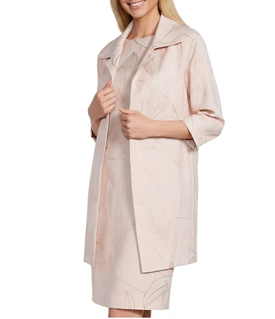 Caroline Rose Luminous Lilies Jacquard Notch Collar Bracelet Sleeve Party Jacket