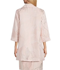 Caroline Rose Luminous Lilies Jacquard Notch Collar Bracelet Sleeve Party Jacket