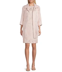 Caroline Rose Luminous Lilies Jacquard Notch Collar Bracelet Sleeve Party Jacket