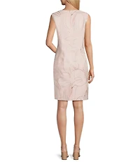 Caroline Rose Luminous Lillies Jacquard Scoop Neck Sleeveless Sheath Dress