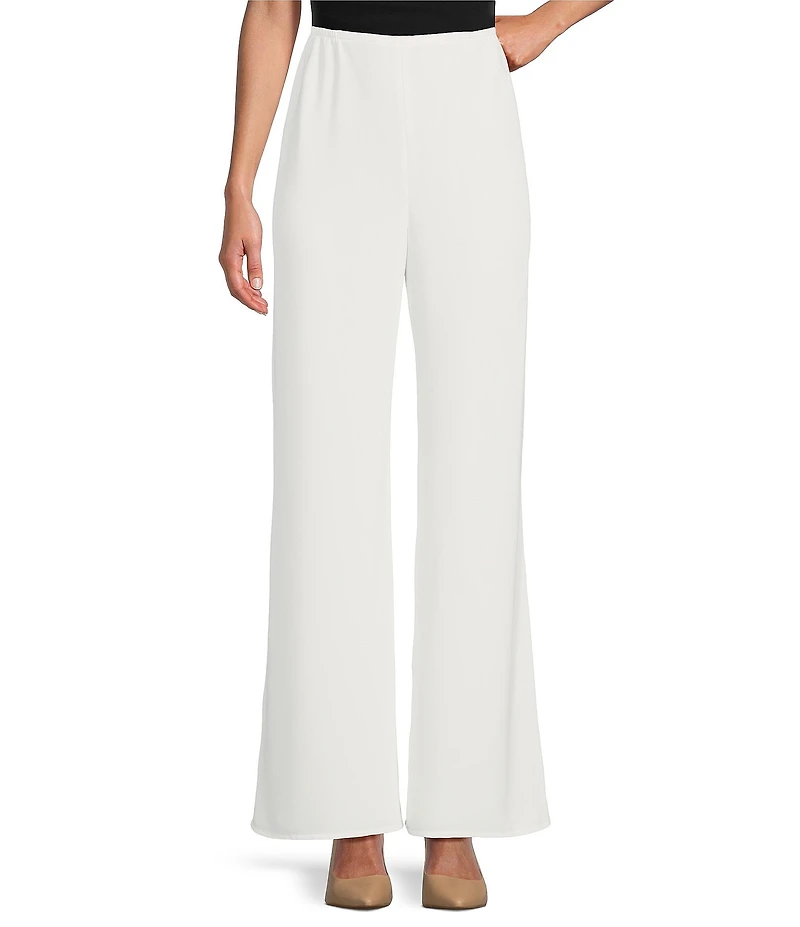 Caroline Rose Matte Crepe Flat Front Elastic Waist Wide Leg Coordinating Pants