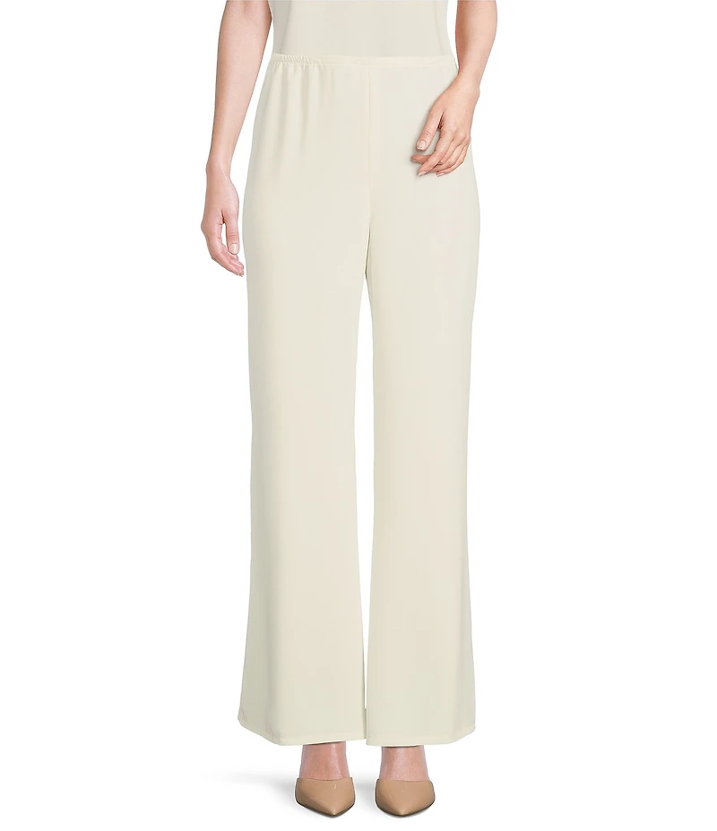 Caroline Rose Matte Crepe Flat Front Elastic Waist Wide Leg Coordinating Pants