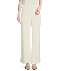 Caroline Rose Matte Crepe Flat Front Elastic Waist Wide Leg Coordinating Pants
