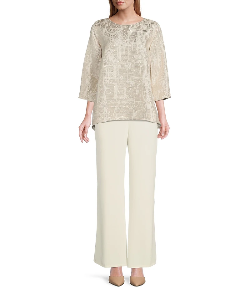 Caroline Rose Matte Crepe Flat Front Elastic Waist Wide Leg Coordinating Pants