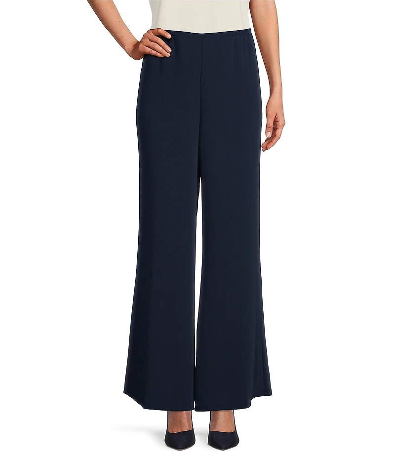 Caroline Rose Matte Crepe Flat Front Elastic Waist Wide Leg Coordinating Pants