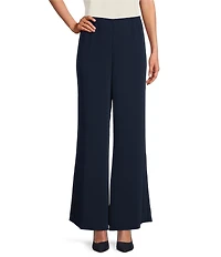 Caroline Rose Matte Crepe Flat Front Elastic Waist Wide Leg Coordinating Pants