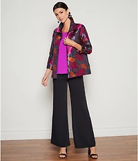 Caroline Rose Matte Crepe Flat Front Elastic Waist Wide Leg Coordinating Pants