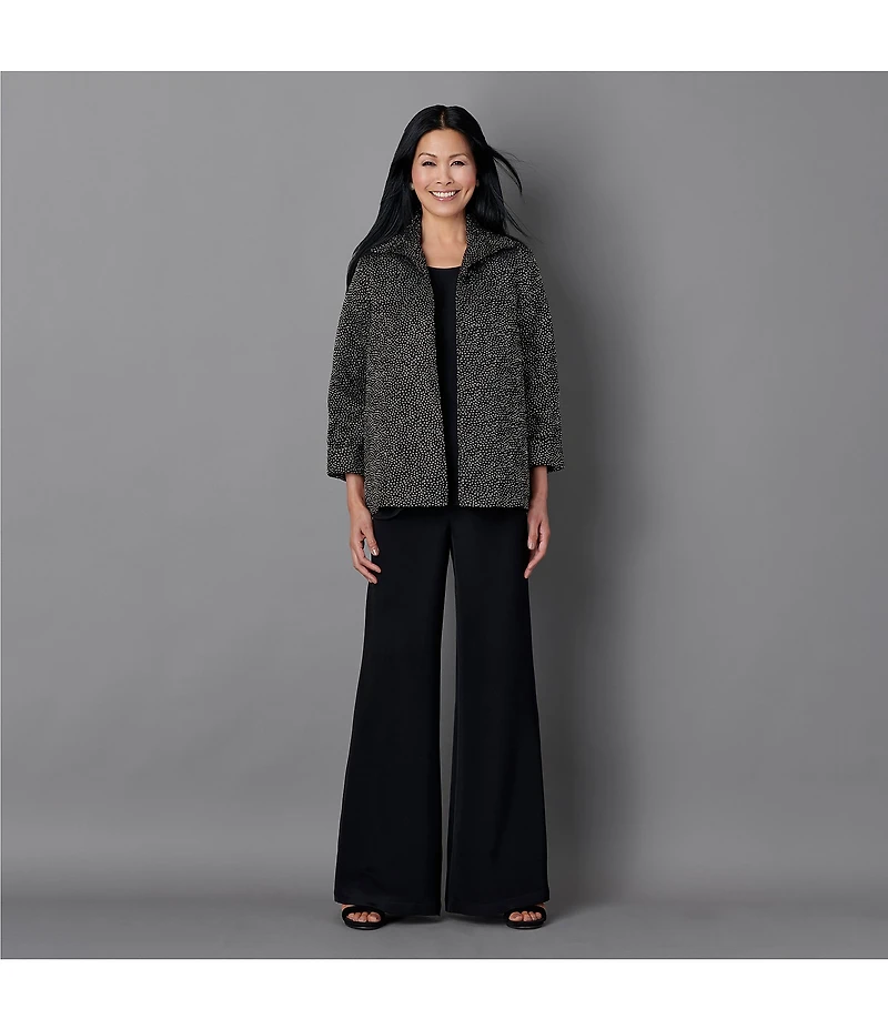 Caroline Rose Matte Crepe Flat Front Elastic Waist Wide Leg Coordinating Pants