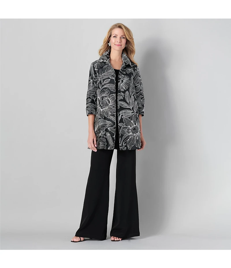 Caroline Rose Matte Crepe Flat Front Elastic Waist Wide Leg Coordinating Pants