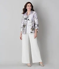 Caroline Rose Matte Crepe Flat Front Elastic Waist Wide Leg Coordinating Pants