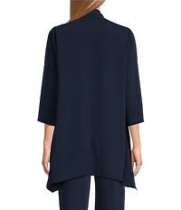 Caroline Rose Matte Crepe Open Front Side Drape 3/4 Sleeve Jacket