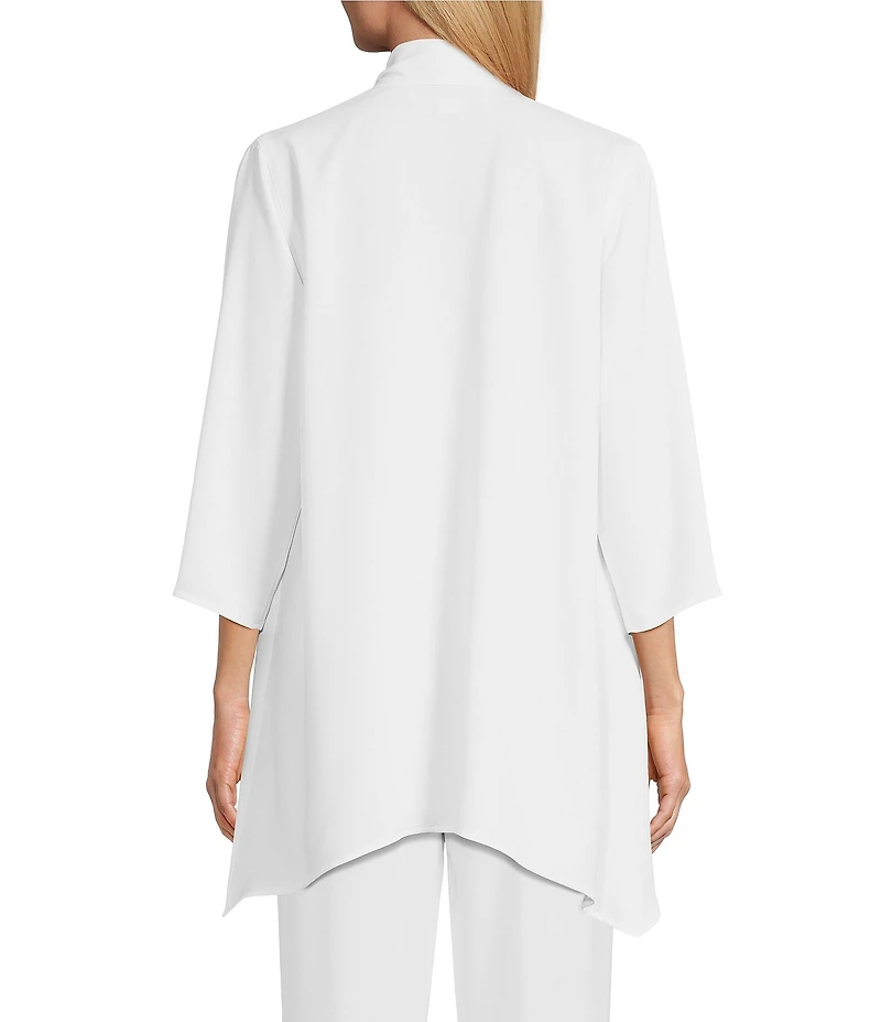 Caroline Rose Matte Crepe Open Front Side Drape 3/4 Sleeve Jacket