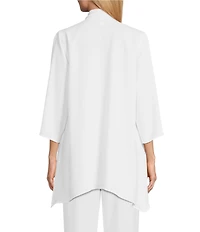 Caroline Rose Matte Crepe Open Front Side Drape 3/4 Sleeve Jacket